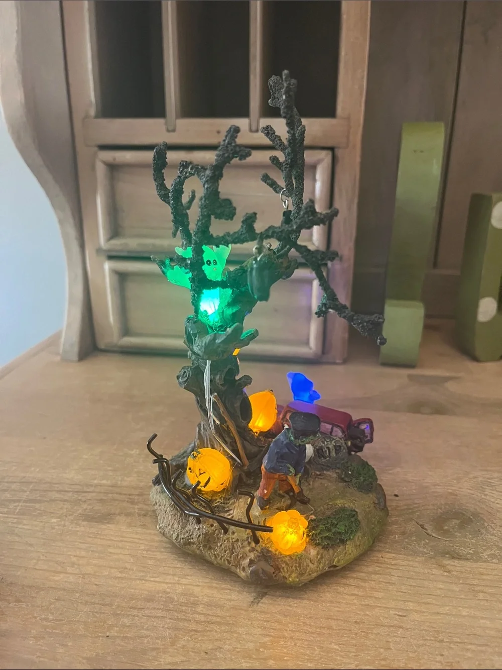 Vintage Target Tabletop Halloween Village Lighted Tree Graveyard Monster Ghost